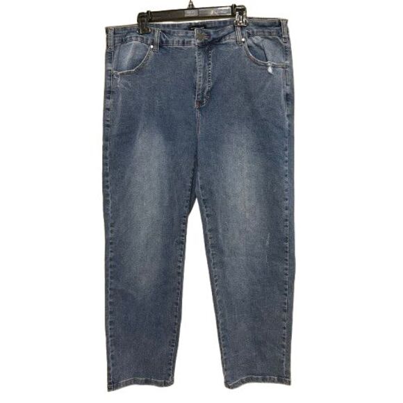 Universal Standard High Rise Straight Leg Jeans Women Siz 18 Medium Wash Stretch - Picture 1 of 7